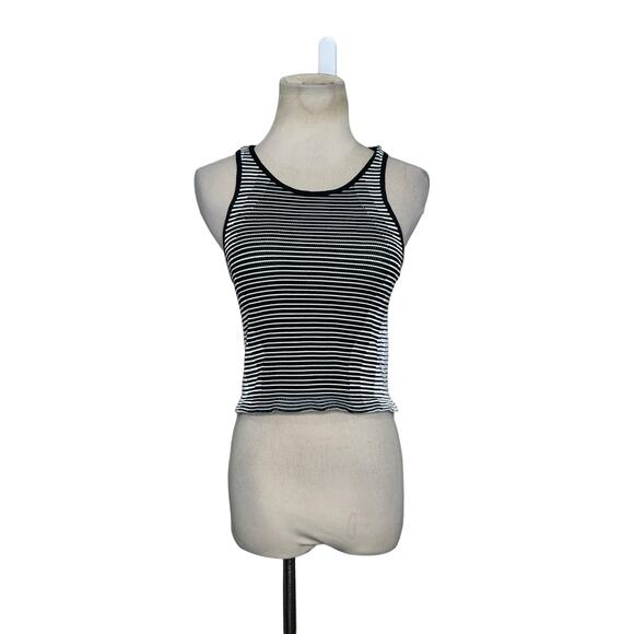 BCBGeneration black white striped fitted tank top size M/L - Picture 8 of 11